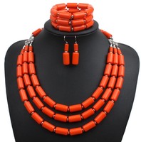 Böhmische Stile Bunte Kunststoff Acryl Perlen Halskette Armband Ohrringe Handgemachte maßge schneiderte Schmuck Set für Frauen Mädchen