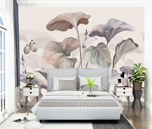 Papel Tapiz Mural de Pared de Seda con Diseño de Hojas Grandes Abstractas Modernas, Impermeable, No Tejido, Tono Neutro, Decoración Boho para Dormitorio y Baño, Fácil de Instalar - Product Image 1