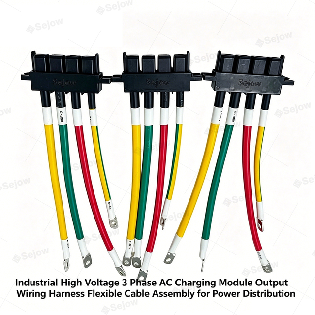 Custom OEM Three Phase AC Output Wiring Harness Flame Retardant Copper Cable Assembly for EV Charging Module