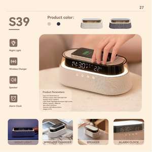 Stéréo 5 en 1 pour haut-parleur, lumière RVB, charge sans fil rapide 15W, réveil, <span class=keywords><strong>radio</strong></span> FM de bureau - Product Image 4