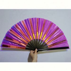 Abanicos de Mano Grandes de PVC con Diseño Holográfico Iridiscente y Reflectante, Ideales para Festivales, Bodas, Fiestas, Bailes y como Regalo - Product Image 3