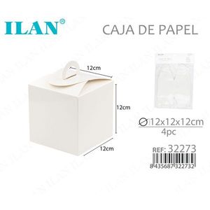 Scatola di Carta ILAN 12x12x12 Cm Cubo Pieghevole Confezione Regalo 4 Pezzi - Product Image 3