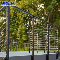 Pont à faible entretien de qualité supérieure en acier inoxydable corde 42 "balustrade en aluminium poteau main courante noir balcon câble clôture garde-corps