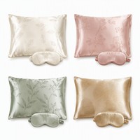 Ensemble de taies d'oreiller en pure soie de mûrier et masque pour les yeux, motif imprimé à pois et feuilles, anti-escarres, coffret cadeau pour le sommeil, personnalisable OEM