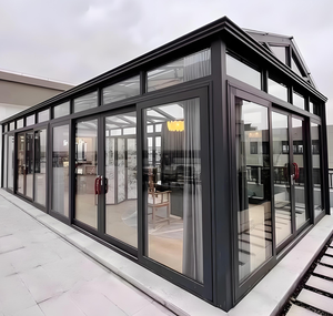 <span class=keywords><strong>Serre</strong></span> moderne en aluminium pour extérieur, toit plat, véranda, véranda avec verre trempé pour villas, hôtels et cours - Product Image 5