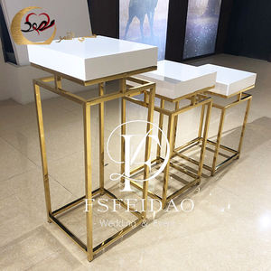 Pedestales Cilíndricos Decorativos Románticos y Elegantes para Bodas, Soportes de Acero Inoxidable, Juego de Exhibición - Product Image 4