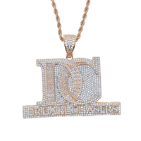 Collier pour homme OEM classique avec chaîne à maillons et pendentif carré doré DC, idéal pour fiançailles, fêtes, anniversaires, mariages, style BlingBling Hip Hop