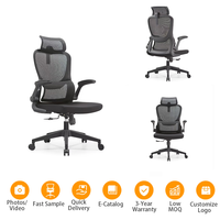 Chaise de bureau ergonomique moderne et confortable avec soutien lombaire, accoudoirs pivotants et réglables, siège doux au toucher et dossier en maille respirante