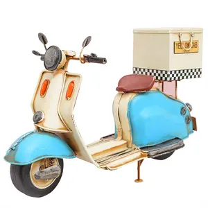 Vintage Arts And Crafts Antique Metal Decorative Motorcycle Model Children Gifts Scooter Model For Living Room Home Decorations