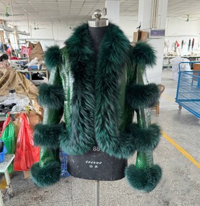 Veste en cuir d'agneau véritable avec <span class=keywords><strong>fourrure</strong></span> RXFurs, taille plus, pour femmes, <span class=keywords><strong>fourrure</strong></span> moelleuse et douce, garniture en <span class=keywords><strong>fourrure</strong></span> naturelle, veste courte - Product Image 4