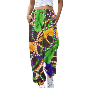 Pantalones Harem de Cintura Alta con Estampado Mardi, Casuales y a la Moda para Mujer - Product Image 6