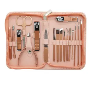 Rose Gold Manicure Set 18Pcs Nail Cuticle Pusher Clipper Scissor Pincet Picker Pedicure Mes Roestvrij Staal Nail Art Gereedschap