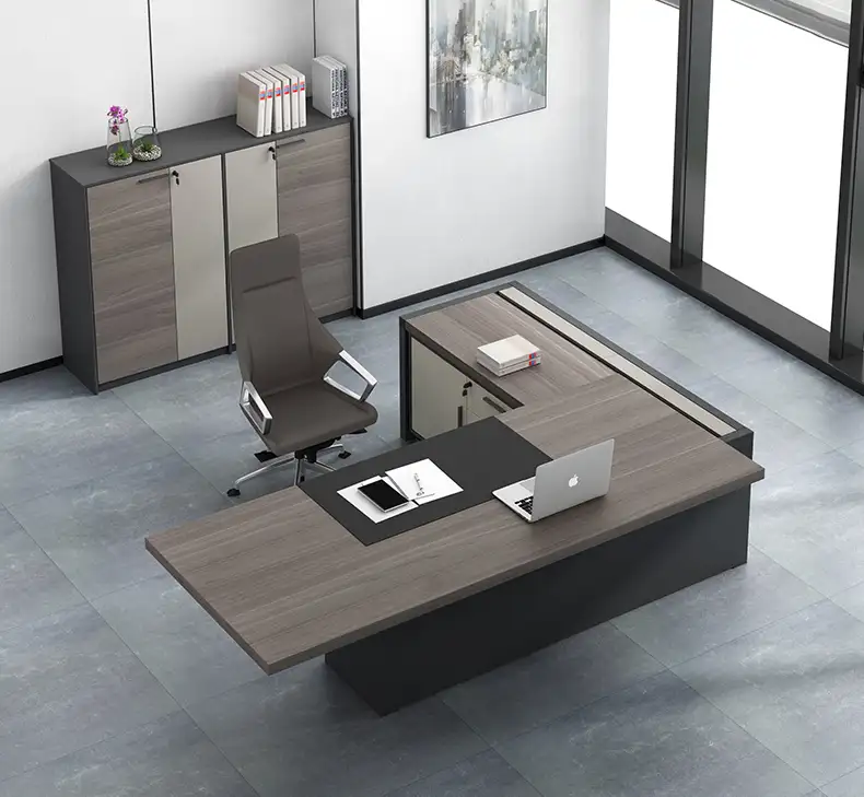 Alta calidad último ejecutivo muebles de oficina de lujo moderno de gran tamaño en forma de L de oficina mesa de escritorio ejecutivo