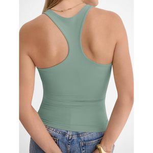 Camiseta sin mangas FOXA para mujer, estilo racerback, ropa básica de verano, transpirable, de spandex y poliéster, tejida. - Product Image 2