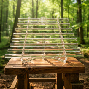 Carillon éolien en cristal de quartz naturel transparent, harpe chantante à 8 notes, instrument de thérapie sonore à poignée en bois pour le yoga - Product Image 3