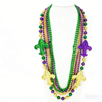 Colliers à perles Fleur-de-Lis du Mardi Gras |   Bijoux en perles en plastique pour fête du festival de la Nouvelle-Orléans