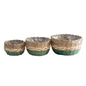 Draagbare multifunctionele plantenbak bloemenmand set eco-design binnen buiten display stapelbaar geweven bloempot set - Product Image 1