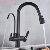Robinet de cuisine purificateur classique à poignée unique, noir, avec douchette extractible pour eau potable et bec pivotant - Offre Spéciale