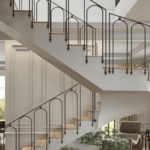 درابزين من الفولاذ المقاوم للصدأ بتصميم فرنسي رائج، درابزين عالي الجودة للسلالم الداخلية والشرفات، مناسب للفلل والمستشفيات والفنادق ومراكز التسوق - Product Image 6