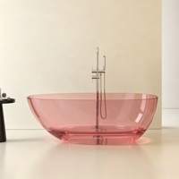 Baignoire ovale autoportante en résine transparente de style moderne, écologique, durable, ultra-claire, pour salle de bain intérieure avec drain