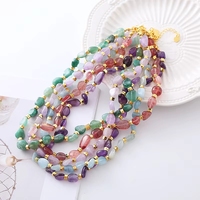 Collar de Moda para Mujer con Cuentas de Piedras Naturales Irregulares, Joyería de Acero Inoxidable Resistente al Agua