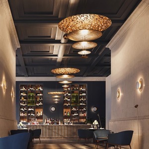 Lámpara colgante redonda moderna minimalista con láminas de oro, LED, de múltiples cabezales, para sala de estar, comedor, villa. - Product Image 4