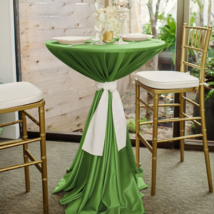 Mantel de Satén de Lujo para Mesa de Cóctel Redonda, Ajustable, para Mesa Alta de Bar, Mantel Dorado para Bodas, Banquetes y Eventos - Product Image 6