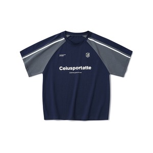 T-shirt sportiva estiva in maglia pesante con logo patchwork a maniche corte per uomo e donna, abbigliamento casual per coppie - Product Image 3