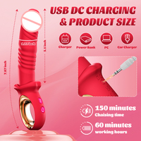 Vibrateur clitoridien et point G à 10 vitesses avec fonctions de poussée et de vibration, baguette vibrante réaliste, godemiché à poussée, jouet sexuel pour femmes