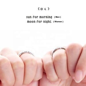 Matahari untuk Pagi, Bulan untuk Malam, dan Anda Selamanya, Matahari & Bulan Janji Huruf Pasangan Cincin untuk Pertunangan - Product Image 4