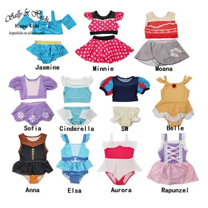 RTS Cute Princess Kids Swimsuits 1 Piece / 2 PCs Swim Wear Bikini Hot Sale Little Girl Pink Swimwear