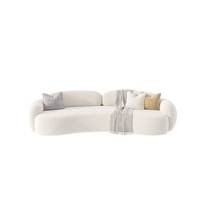 Canapé modulable incurvé et irrégulier couleur crème en éponge, idéal pour maison d'hôtes, bureau, magasin de vêtements, salon de beauté, salon ou réception - Vente flash