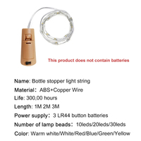 Guirlande lumineuse LED 1/2/3M pour bouteille de vin, décoration de Noël, guirlande féerique pour bouteille de vin, guirlande lumineuse en fil de cuivre pour Noël