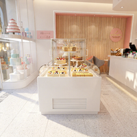 Vitrine de boulangerie industrielle en verre courbé, réfrigérée, commerciale, avec porte de protection en verre, vitrine à desserts