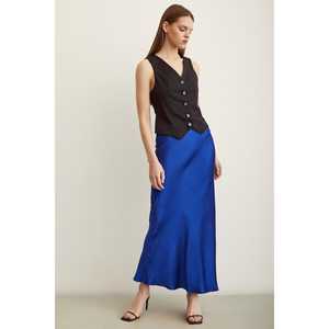 Elegante Falda Tubo de Satén Azul Marino con Corte en Biás, Cómoda para la Noche - Product Image 6