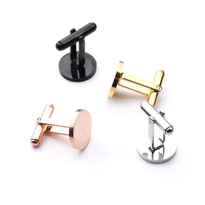 15MM 20Mm High Polished Blank Cuff links Custom Engraved Logo Stainless Steel Cufflinks Gold Manufacturer Supplier