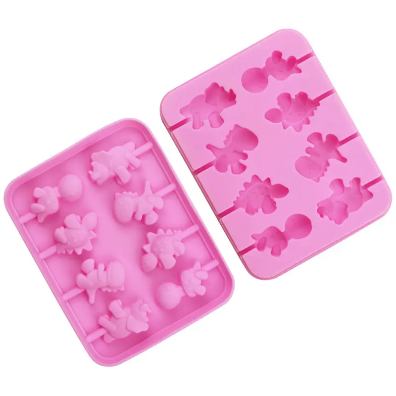 YONGLI silicone 8 Even Dinosaur mini for candy bar lollipop square resin mold without stick DIY baked goods recyclable