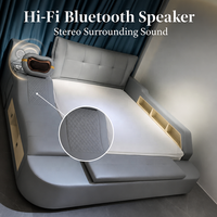 Lit rembourré multifonctionnel de luxe avec appui-tête massant, système audio Bluetooth et coffre-fort intégré – Mobilier de chambre intelligent