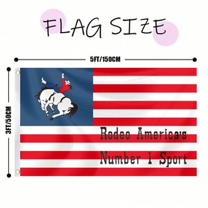 Rodeo America's Number 1 Sport Pennant 3x5 Ft Outside <b>Banner</b> with Brightly Colored Brass Grommets 100D Polyester Decor - Product Image 2