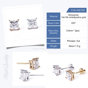 Tianyu Gems Princess Cut Moissanite <b>Earring</b> Pure Gold Material <b>square</b> Shape <b>Diamonds</b> <b>Earring</b> - Product Image 6