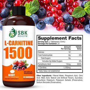 Fórmula sin azúcar L‑Carnitina 1500, ácido pantoténico líquido, L‑Carnitina líquida con ácido pantoténico para apoyo energético - Product Image 2
