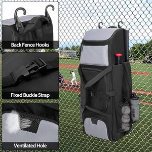 Lớn thiết bị bóng chày Túi cán bóng chày túi cho 4 con dơi bóng mềm màu đen túi với bánh xe - Product Image 3