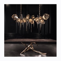 Plafonniers en Cristal Lustre Lampe Calais Grand Design Américain Laiton Verre de Murano Nouveau Moderne Luxe LED Acier Salon
