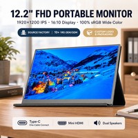Moniteur portable IPS 2K haute résolution de 12,2 pouces, USB Type-C, support VESA, double haut-parleur, écran professionnel pour PC