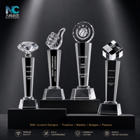 Trophée en cristal personnalisé avec gravure laser gratuite, styles et tailles variés pour les événements sportifs et d'entreprise