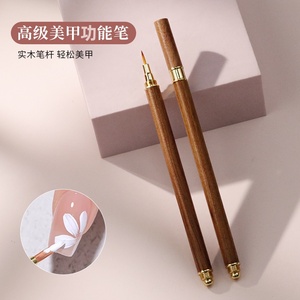 Pinceau de précision pour nail art avec manche en bois de rose et couvercle, poils en nylon, pour dessin, peinture, liner, gel, aquarelle, manucure - Product Image 1