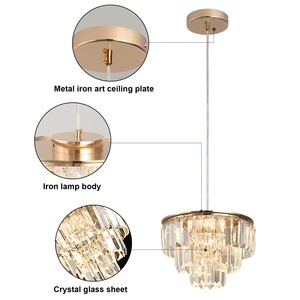 Modern Custom Nordic Villa Luxury American Dining Room <b>Crystal</b> Pendant Lamp Hanging Golden <b>Crystal</b> <b>Chandelier</b> - Product Image 4