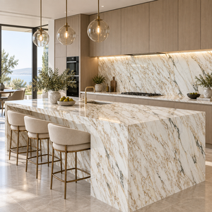 Losas Pulidas de Mármol Calacatta Gold Natural de Lujo para Paredes y Pisos de Salas de Estar y Baños de Villas, Diseño Moderno, Superficie Impermeable - Product Image 2