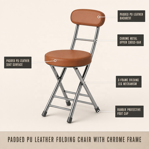 Sedia Pieghevole in Metallo con Seduta in PU dal Design Moderno, con Cuscino Spesso, <span class=keywords><strong>per</strong></span> Interni ed Esterni, Arredamento <span class=keywords><strong>per</strong></span> <span class=keywords><strong>Soggiorno</strong></span> - Product Image 4