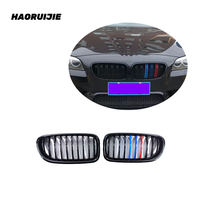 Grille de voiture F10 pour BMW série 5 f10 f18 modifiée ligne unique noir brillant noir mat tricolore